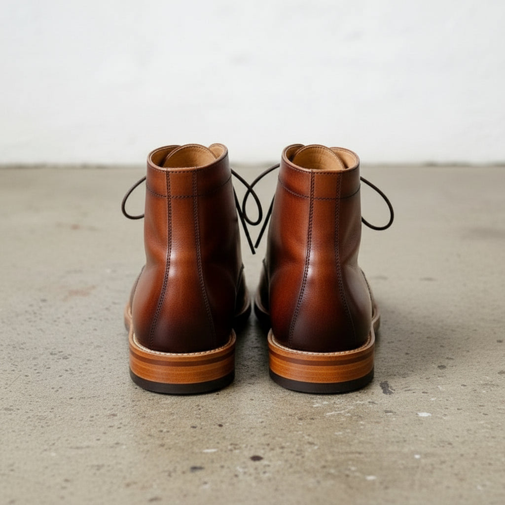Men's Brown Cap-Toe Leather Oxford Boots