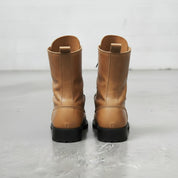 Men's Tan Plain-Toe Leather Combat Boots