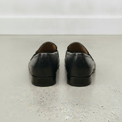 Men's Black Ostrich-Embossed Leather Bit Loafers