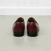 Men's Burgundy Ostrich-Embossed Leather Bit Loafers