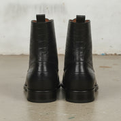 Men's Black Crocodile-Embossed Leather Ankle Boots