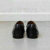 Men's Black Plain-Toe Leather Bit Loafers