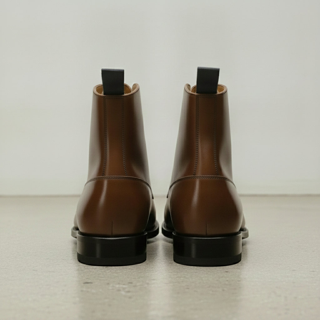 Men's Brown Cap-Toe Leather Boots