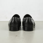 Men's Black Cap-Toe Leather Bit Loafers