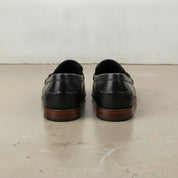 Men's Black Apron-Toe Leather Bit Loafers