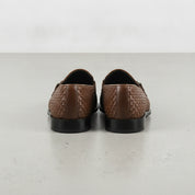 Men's Brown Woven Leather Bit Loafers