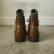 Men's Brown Cap-Toe Leather Lace-Up Boots