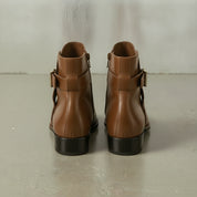 Men's Brown Plain-Toe Leather Ankle Boots