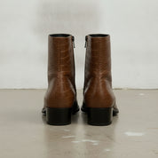 Men's Brown Crocodile-Embossed Leather Ankle Boots