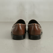 Men's Brown Apron-Toe Leather Bit Loafers