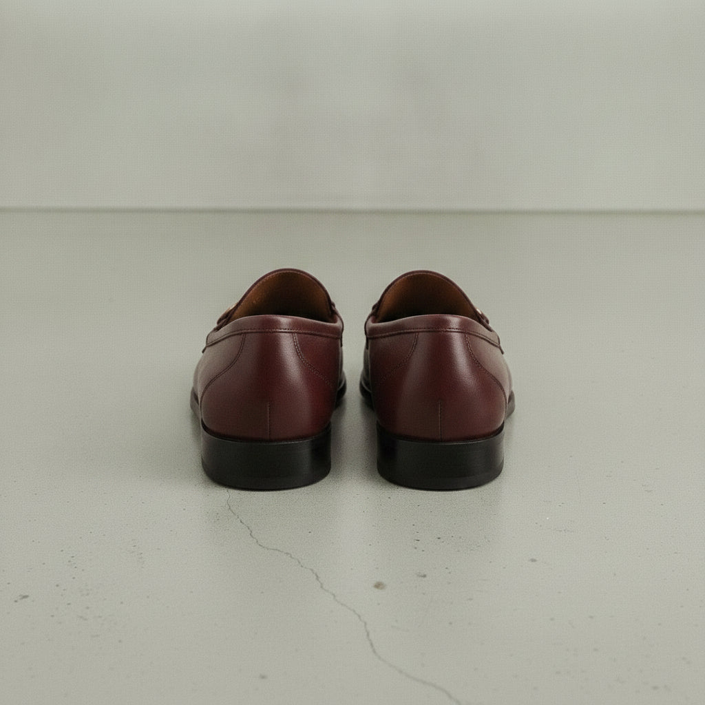 Men's Burgundy Apron-Toe Leather Bit Loafers — Elwood