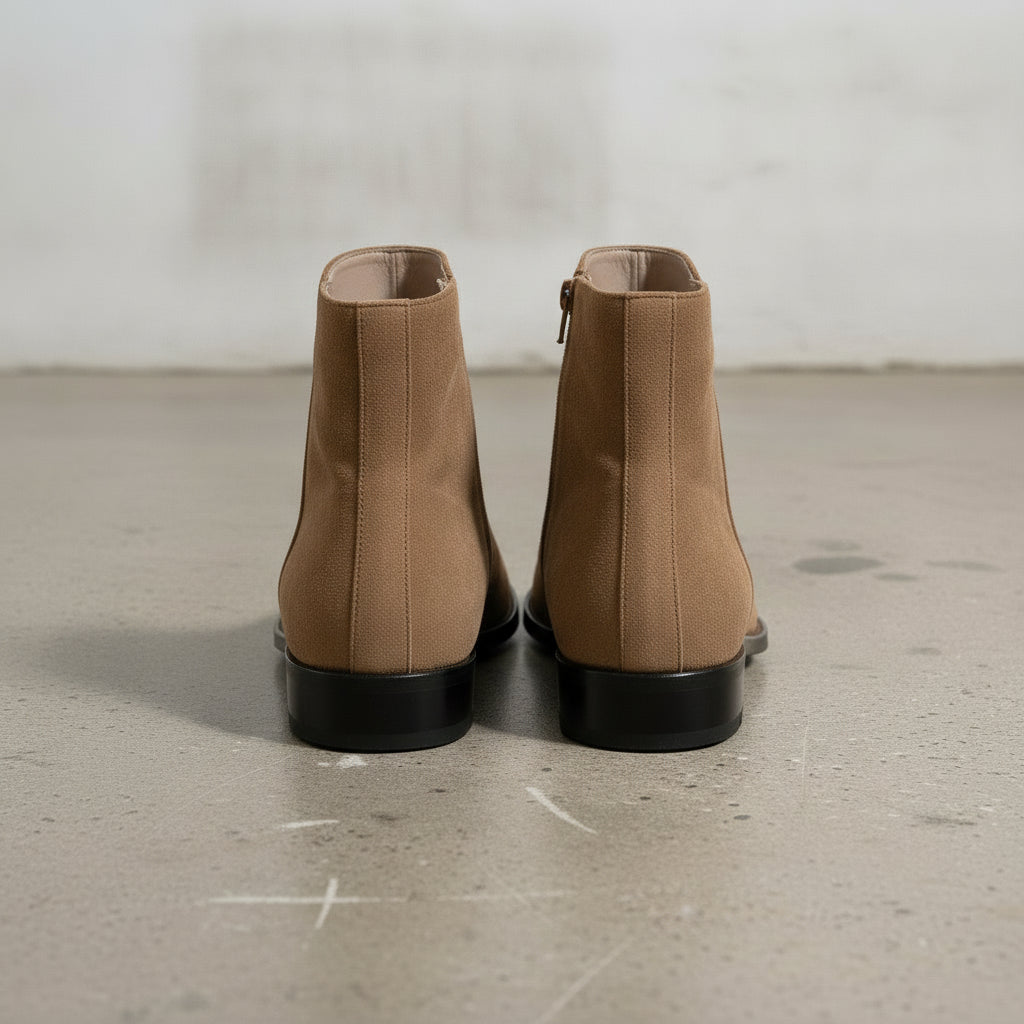 Men's Brown Plain-Toe Suede Ankle Boots