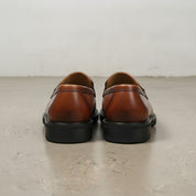 Men's Brown Apron-Toe Leather Bit Loafers