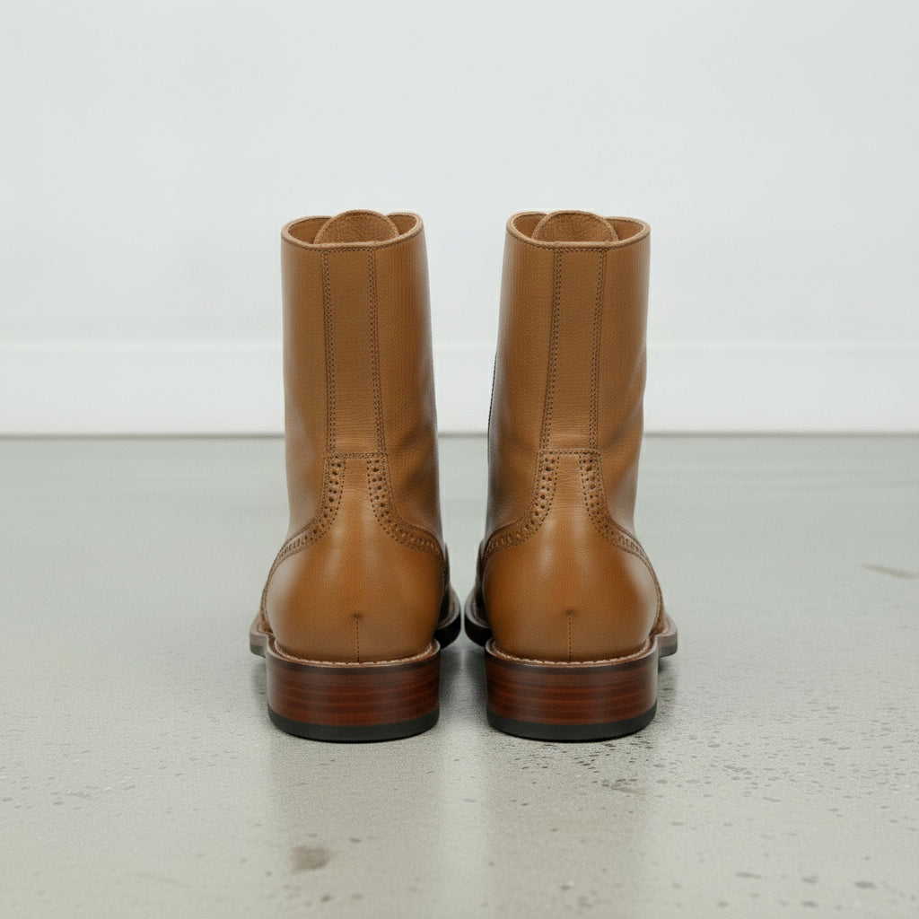 Men's Tan Wingtip Leather Ankle Boots