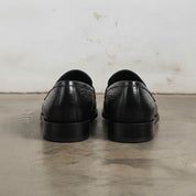 Men's Black Crocodile-Embossed Leather Bit Loafers — Easington