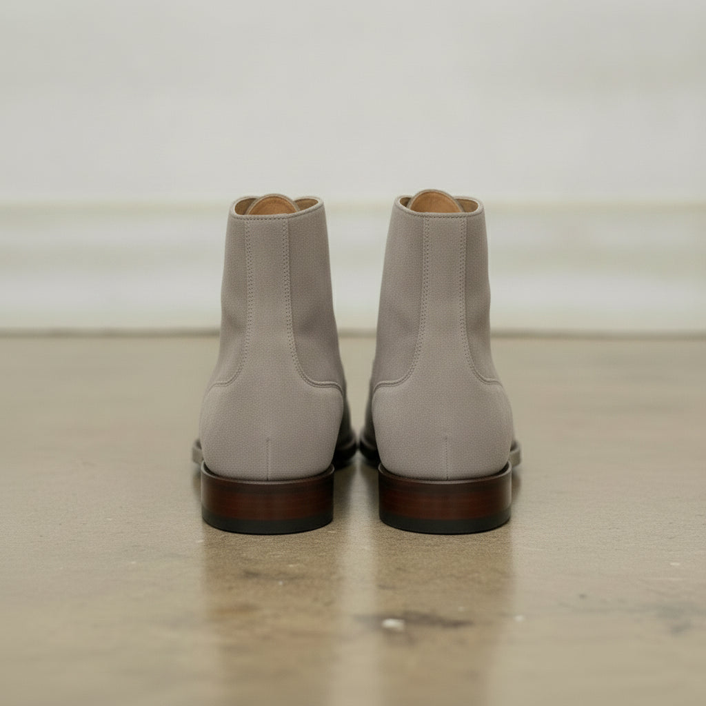 Men's Light Gray Wingtip Suede Lace-Up Ankle Boots