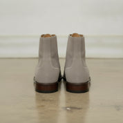 Men's Light Gray Wingtip Suede Lace-Up Ankle Boots