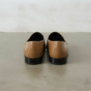 Men's Tan Crocodile-Embossed Leather Bit Loafers