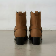 Men's Brown Plain-Toe Suede Harness Boots