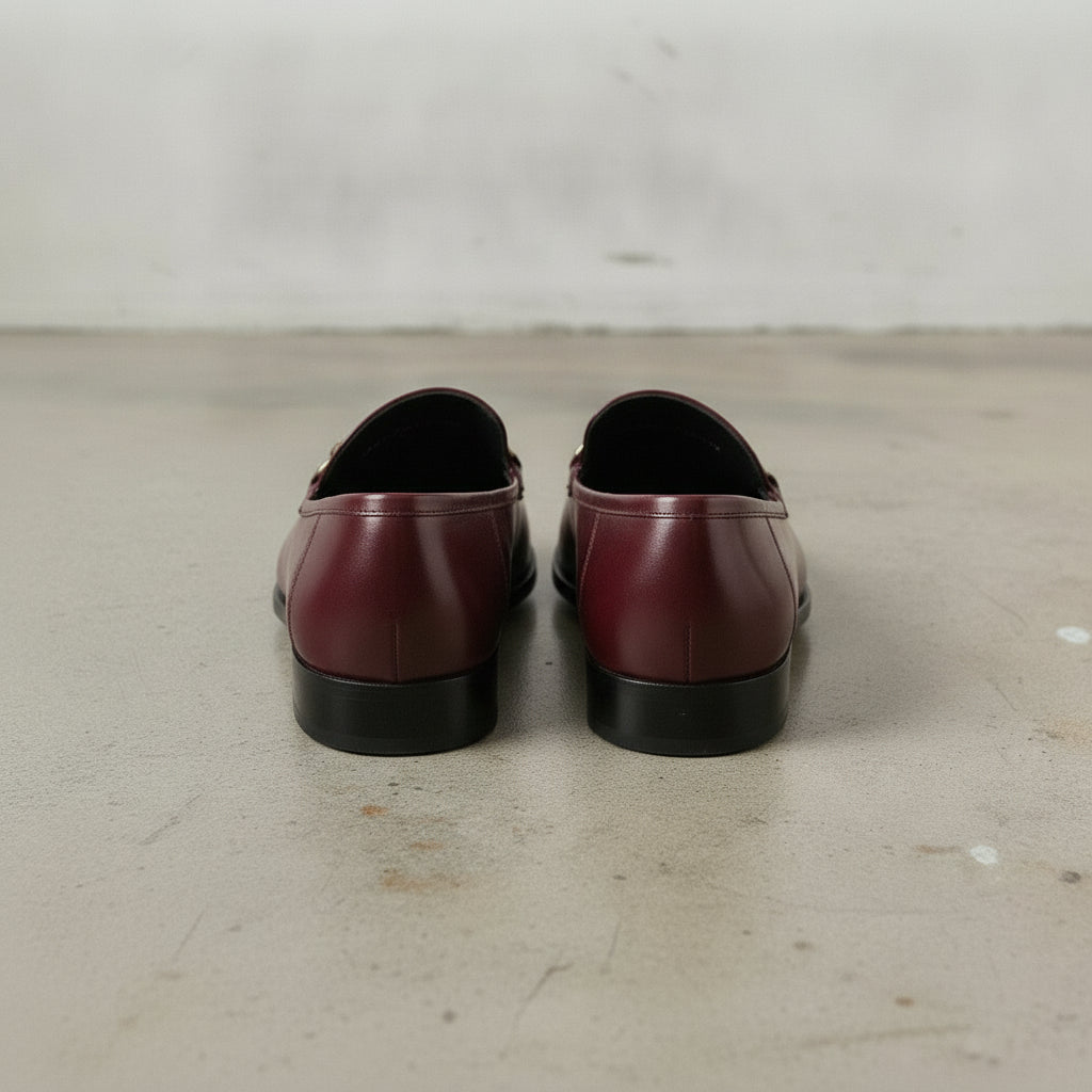 Men's Burgundy Apron-Toe Leather Bit Loafers