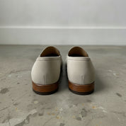 Men's Light Grey Apron-Toe Suede Bit Loafers