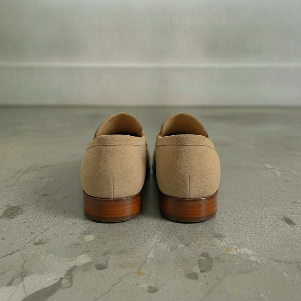 Men's Tan Apron-Toe Suede Bit Loafers