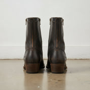 Men's Dark Brown Plain-Toe Leather Biker Boots — Nicolson