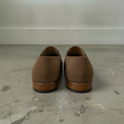 Men's Brown Apron-Toe Suede Bit Loafers