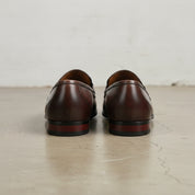 Men's Dark Brown Apron-Toe Leather Bit Loafers