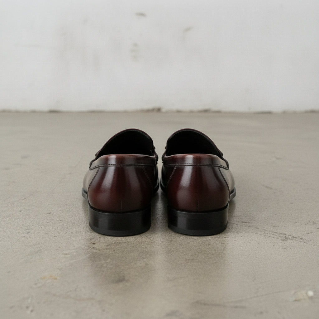 Men's Burgundy Apron-Toe Leather Bit Loafers