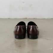 Men's Burgundy Apron-Toe Leather Bit Loafers