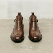 Men's Brown Apron-Toe Leather Jodhpur Boots