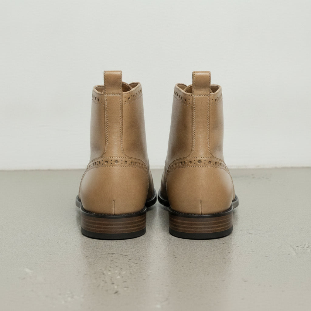 Men's Tan Cap-Toe Leather Derby Boots