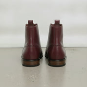 Men's Burgundy Cap-Toe Leather Derby Boots