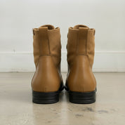 Men's Tan Cap-Toe Leather Lace-Up Combat Boots — Alderley