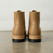 Men's Tan Plain-Toe Leather Lace-Up Boots