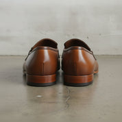 Men's Brown Plain-Toe Leather Bit Loafers