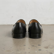 Men's Black Apron-Toe Leather Bit Loafers