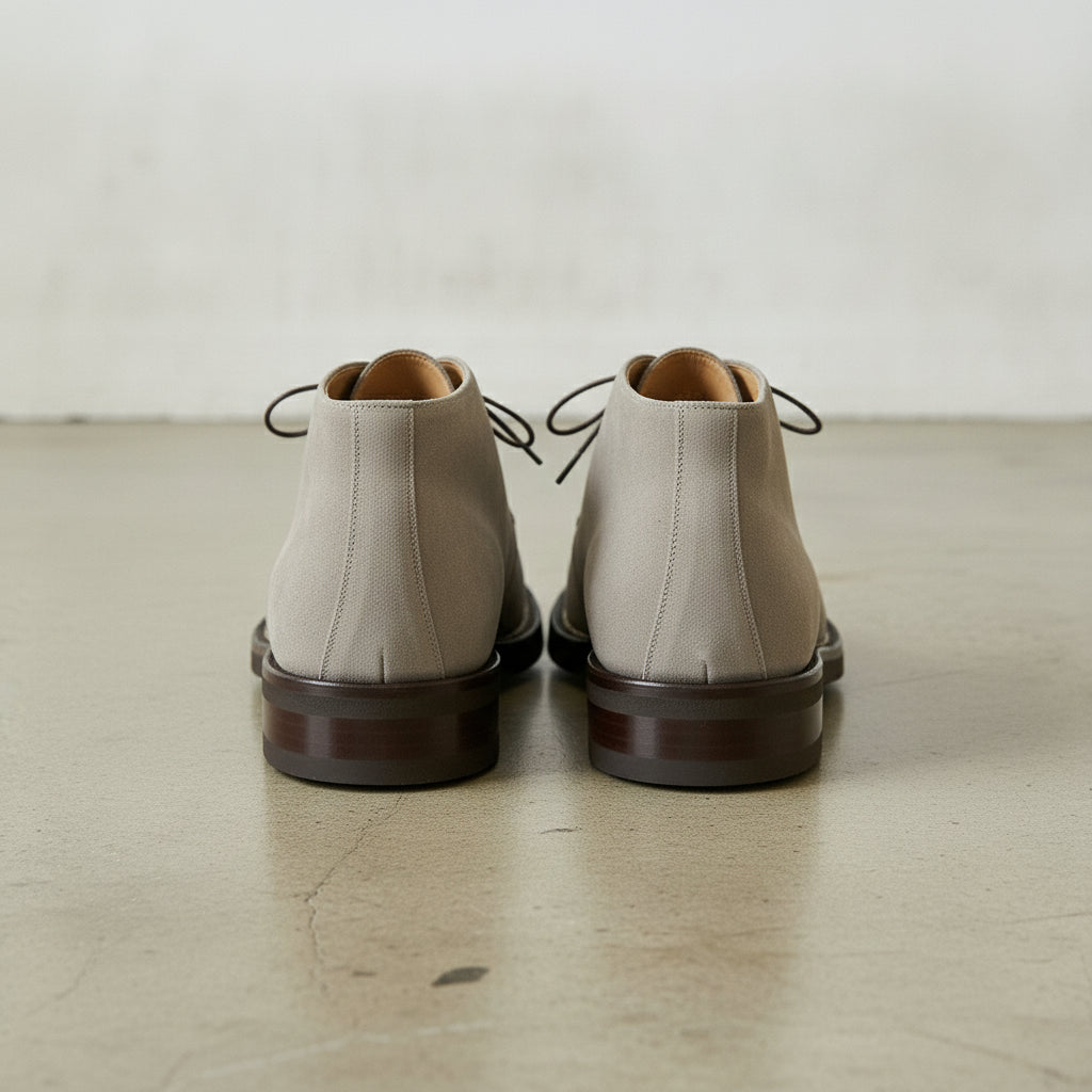 Men's Light Gray Apron-Toe Suede Chukka Boots