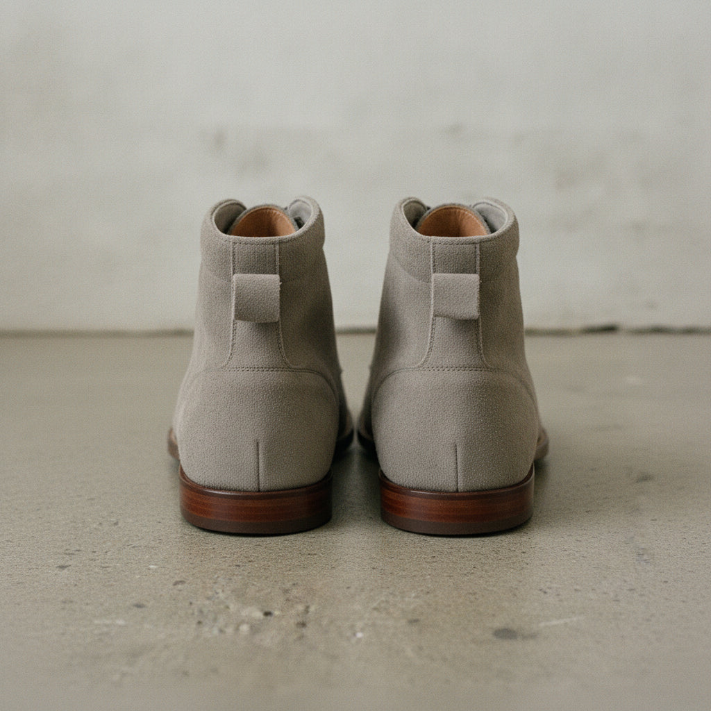Men's Light Gray Suede Apron-Toe Chukka Boots