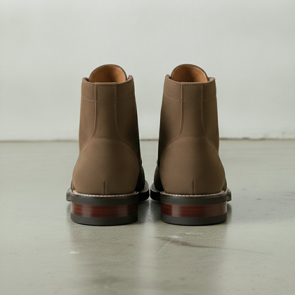 Men's Brown Cap-Toe Suede Ankle Lace-Up Boots