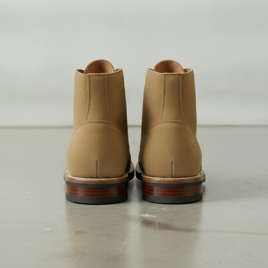 Men's Tan Cap-Toe Suede Ankle Lace-Up Boots