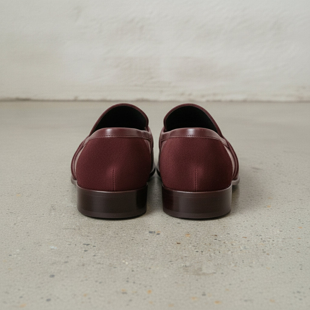 Men's Burgundy Plain-Toe Leather Loafers