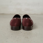 Men's Burgundy Plain-Toe Leather Loafers