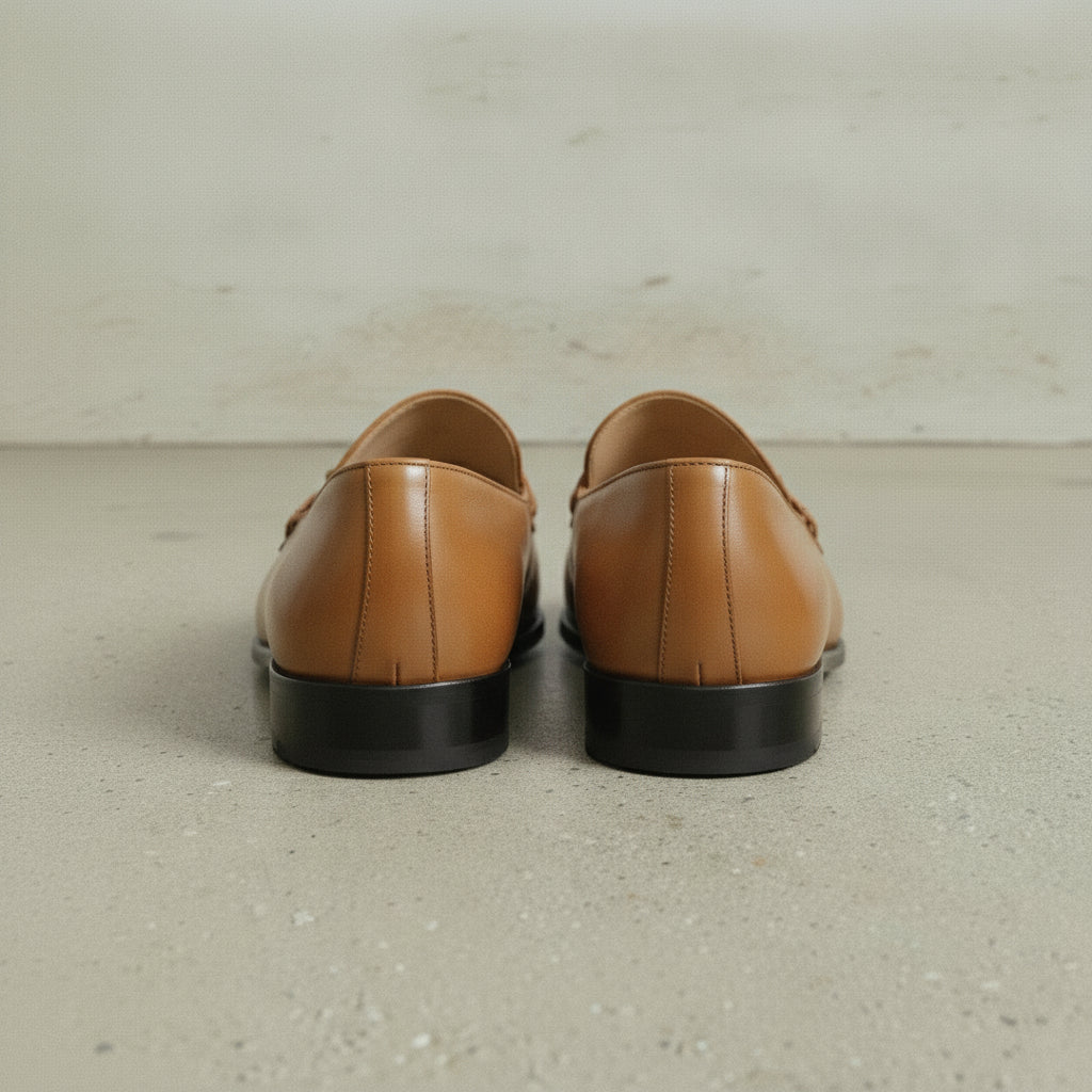 Men's Tan Apron-Toe Leather Bit Loafers