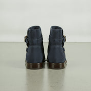 Men's Navy Blue Plain-Toe Suede Jodhpur Boots