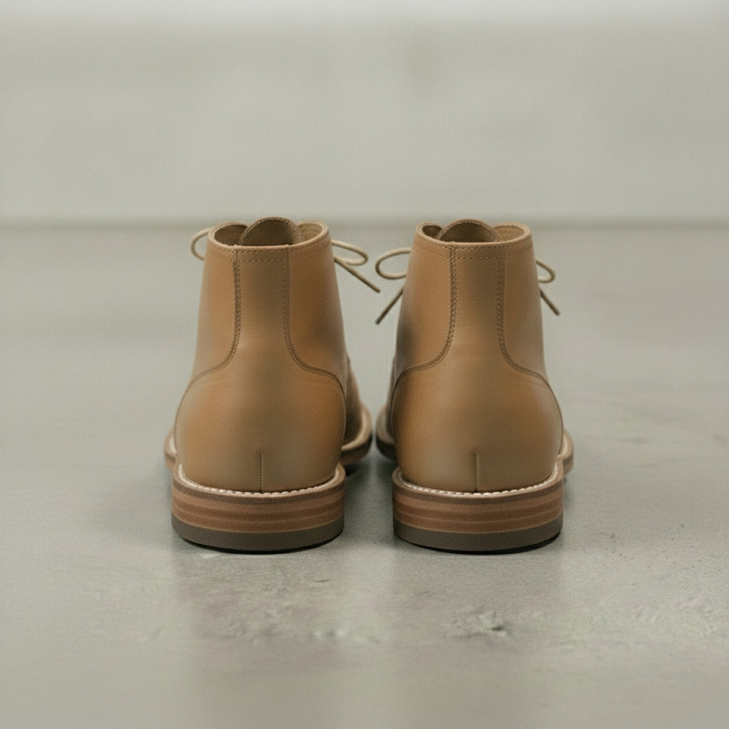 Men's Tan Plain-Toe Leather Chukka Boots