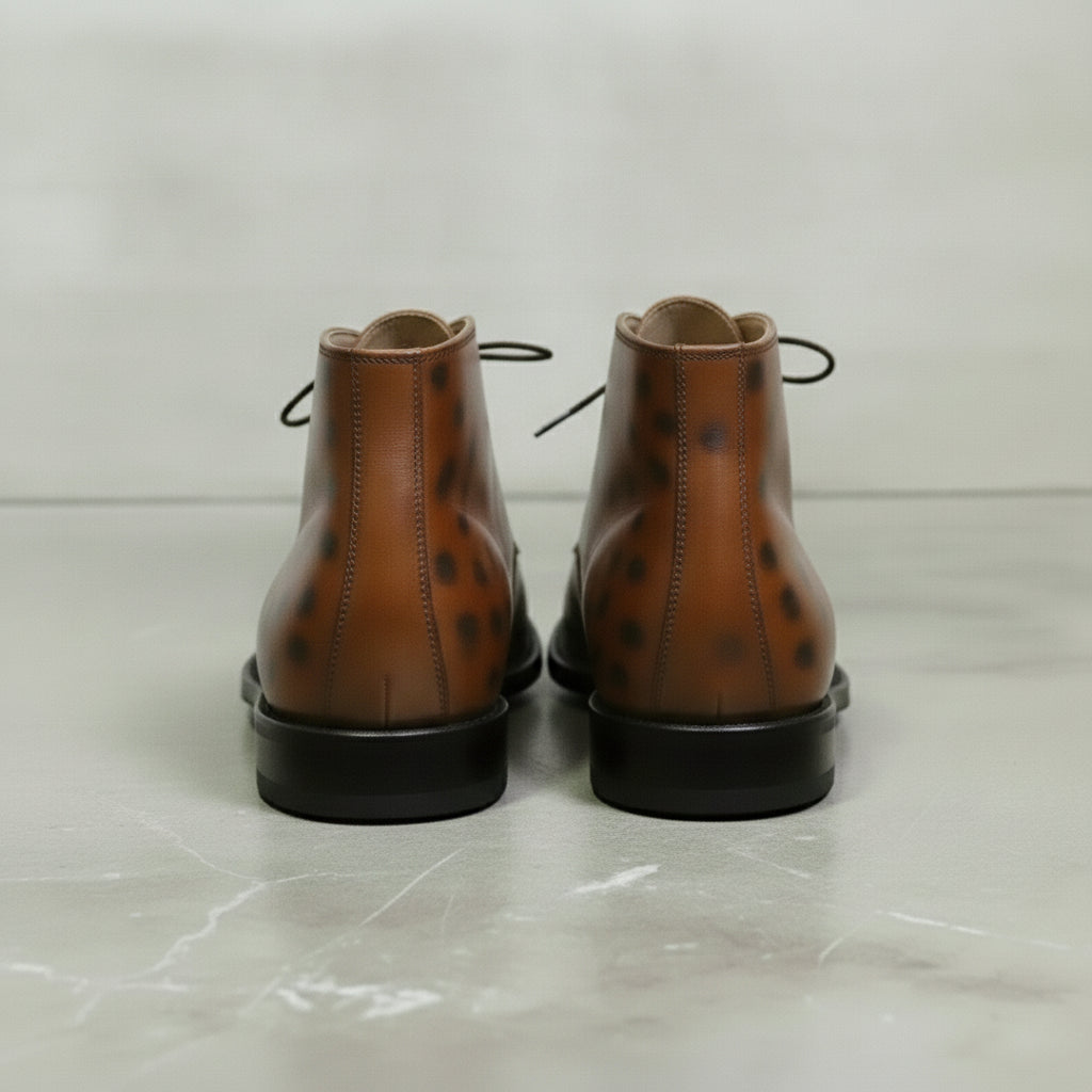 Men's Brown Spotted Leather Chukka Boots