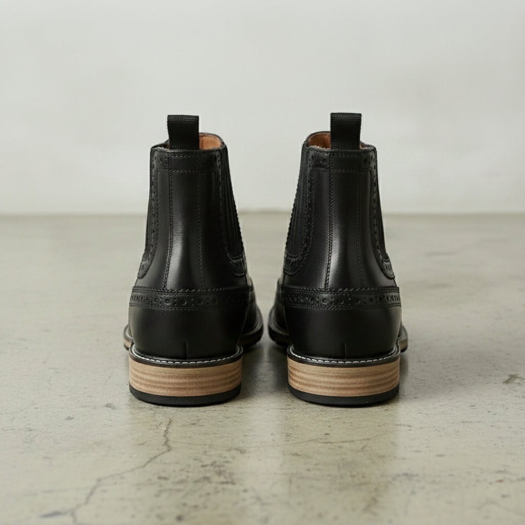 Men's Black Wingtip Suede Leather Chelsea Boots — Colman