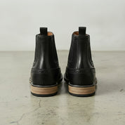 Men's Black Wingtip Suede Leather Chelsea Boots — Colman